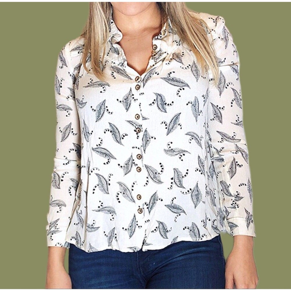 Anthropologie Maeve Size 2 Lily of the Valley Bainbridge Button Up Blouse Boho